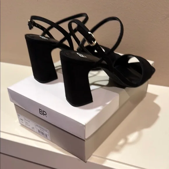 BP Black Strappy Block Heel Sandals - Picture 3 of 3